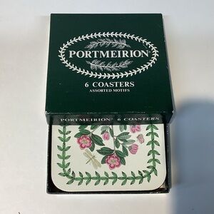 Portmeirion Green and Pink Floral Coasters